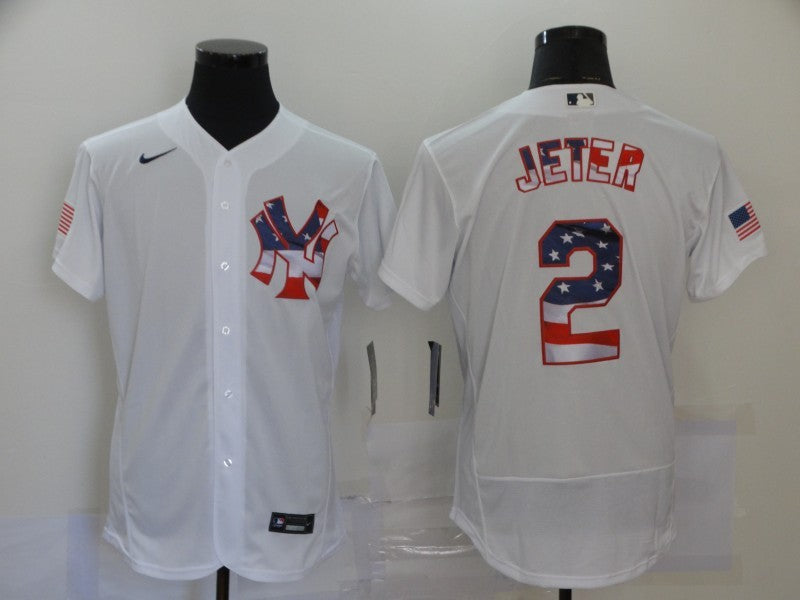 Men's New York Yankees Derek Jeter #2 White Jersey